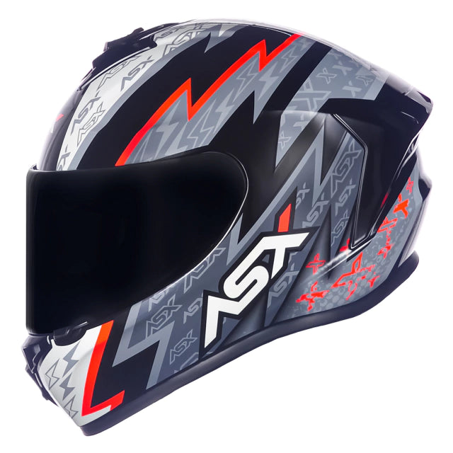 CAPACETE ASX DRAKEN THUNDER BRILHO PRETO/CINZA/VERMELHO