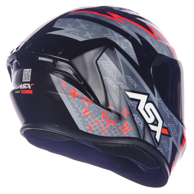 CAPACETE ASX DRAKEN THUNDER BRILHO PRETO/CINZA/VERMELHO