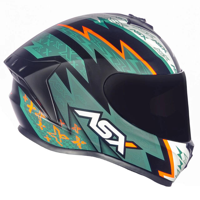 CAPACETE ASX DRAKEN THUNDER FOSCO PRETO/VERDE/LARANJA