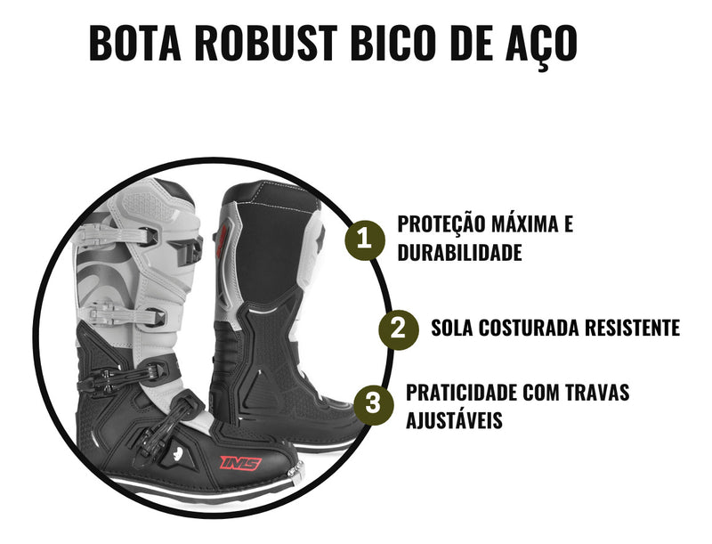 Bota Ims Robust Costura Resistente C/ Bico Aço Trilha Cinza