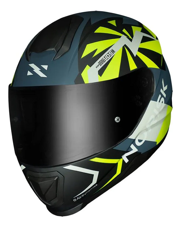 Capacete Masculino Norisk Razor Godspeed Azul Verde Fosco