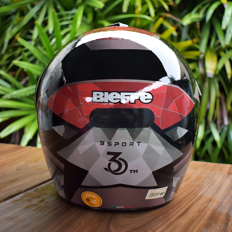 Capacete Bieffe 3 Sport 30 Anos Preto Rubro + Viseira Cor Preto Rubro Brilho Tamanho do capacete 60