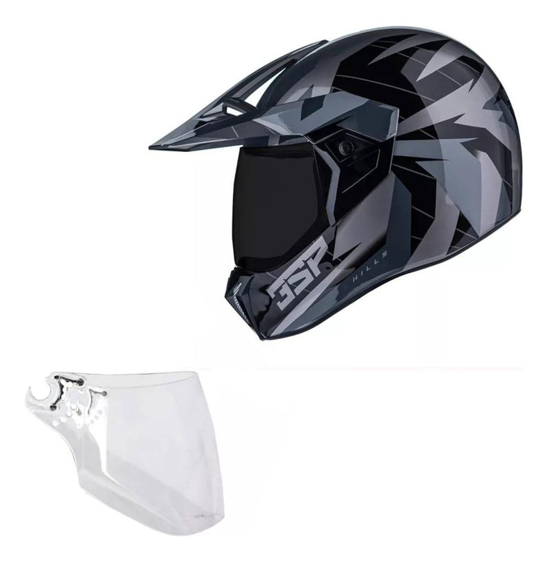 Capacete Bieffe 3 Sport Hills Preto Moto Pala + Viseira