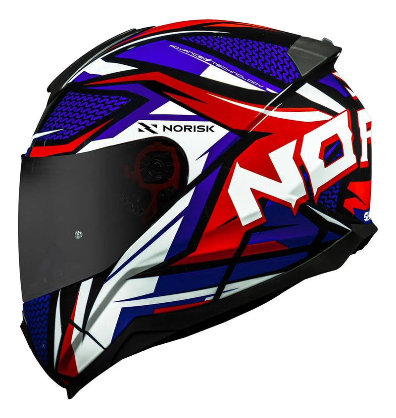 Capacete Norisk Razor Speedmax Azul Branco Vermelho