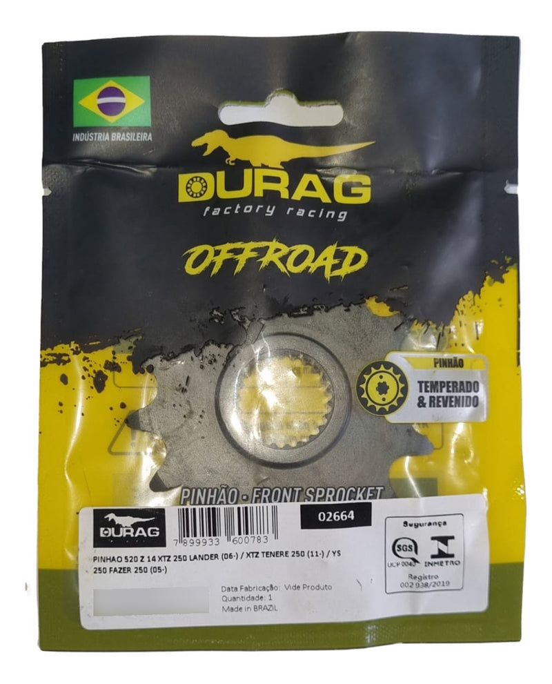 Pinhão Performance Durag 14 Dentes Xtz 250 Lander Ténére 520