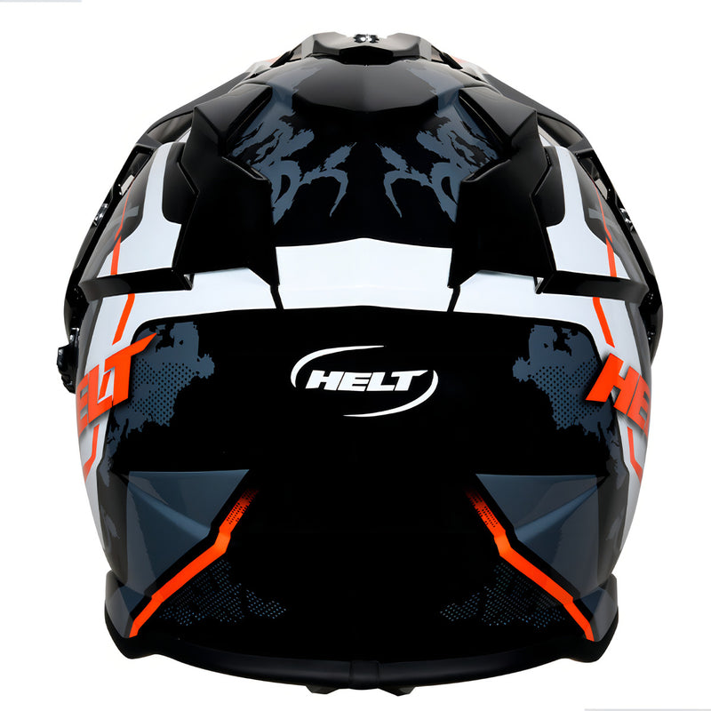 Capacete Motocross Masculino Feminino Com Oculos Interno Retratil Preto Branco Laranja Helt Ride Tamanho 60