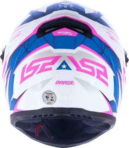 Capacete Ls2 Classic Draze Blue/pink Integral Motociclista