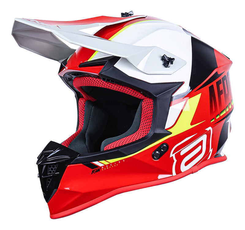 Capacete Motocross Asw R3 Evade Vermelho Amarelo Trilha Mx