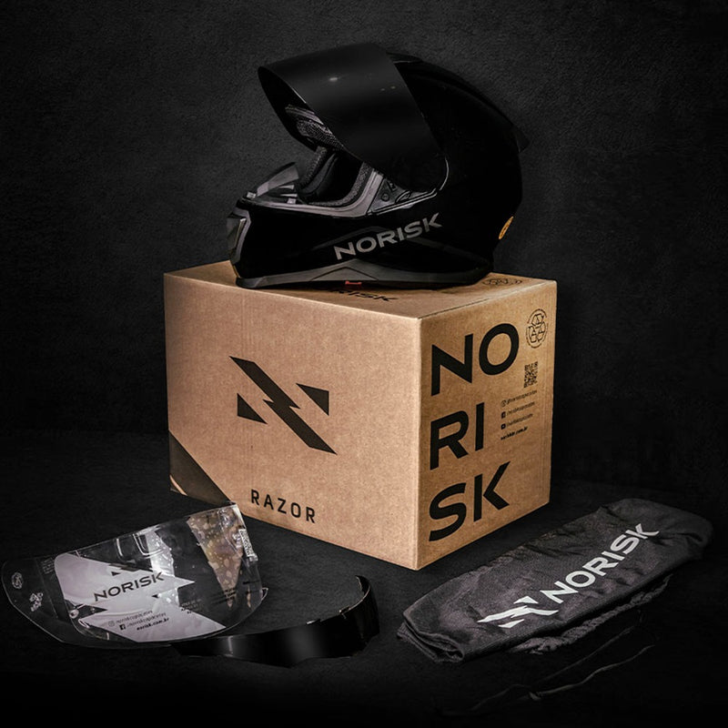 Capacete Norisk Razor Black Edition Viseira Fumê + Spoiler