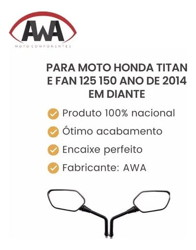 Espelho Retrovisor Par Honda Cg Titan Fan Start 125 150 160