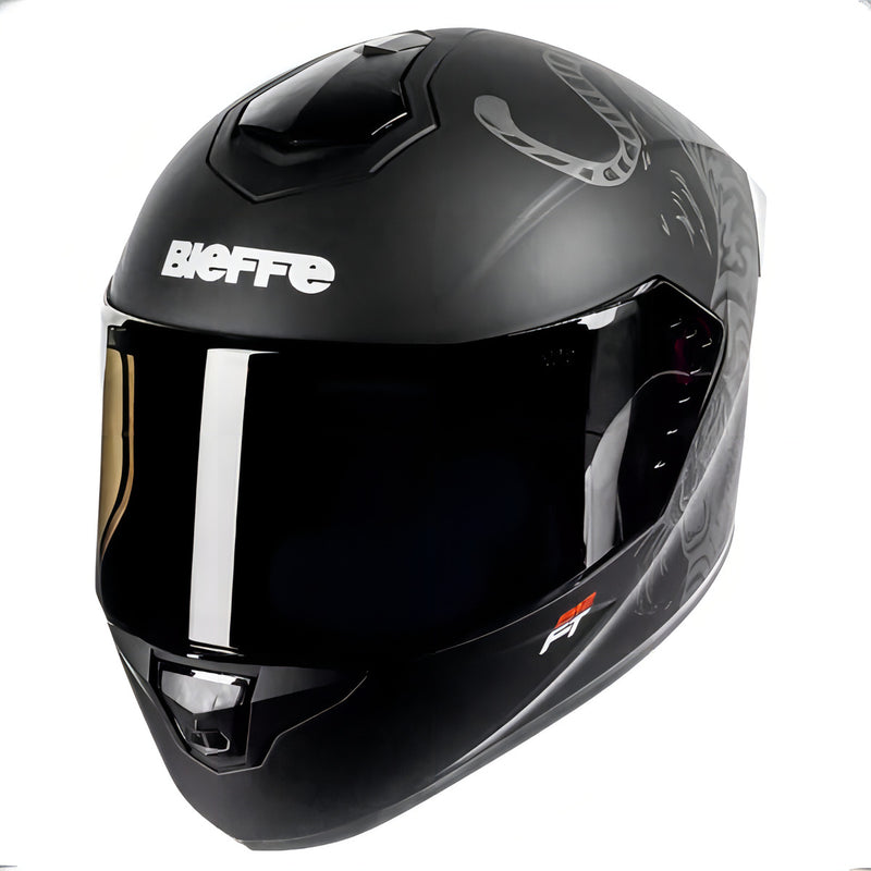 Capacete Moto Bieffe B-12 Ft Felipe Titto Cor Preto Fosco com Cinza Tamanho do capacete 56 c/ Viseira Fumê Extra