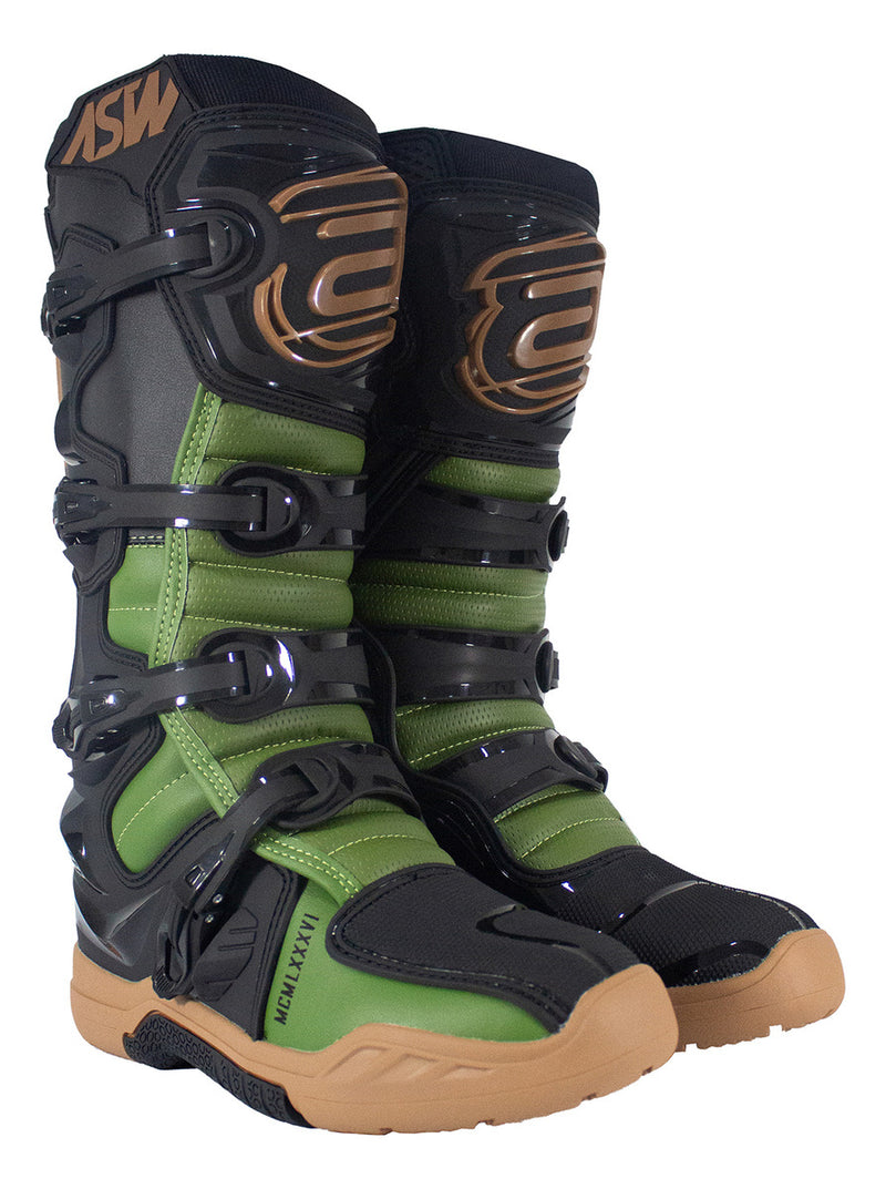 Bota Asw Elevate Enduro Preto Verde Cross Motocross Trilha