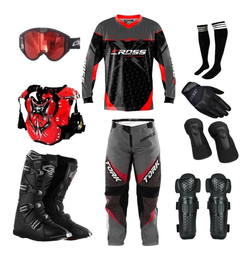 Kit Equipamento Pro Tork Factor Neon Motocross Trilha Enduro