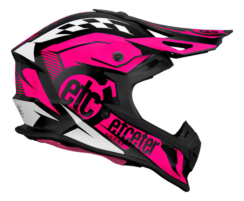 Capacete Motocross Etceter Fast Brilhante Cor Rosa Tamanho do capacete 60