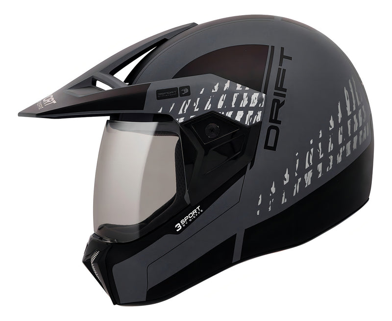 Capacete Bieffe 3 Sport Drift Preto Fosco Grafite Motocross Tamanho do capacete 60