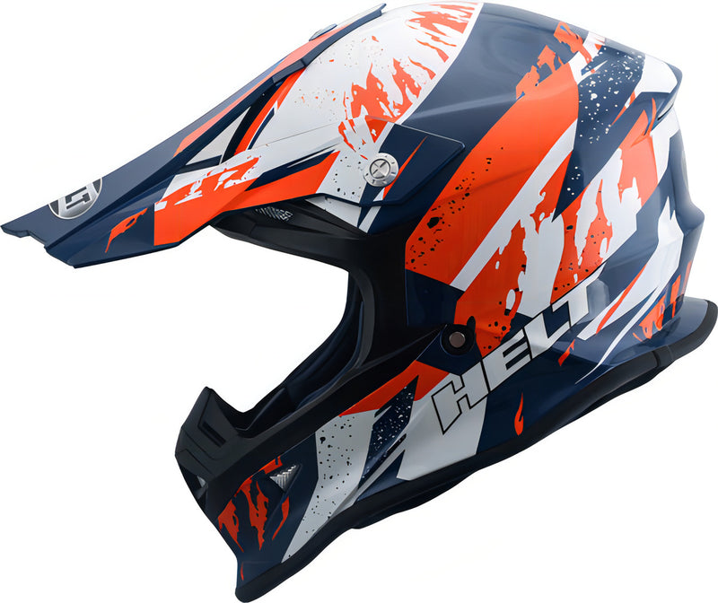 Capacete Helt Cross Mx Traction Laranja / Azul / Branco Moto Cor Laranja / Azul / Branca Tamanho do capacete 60