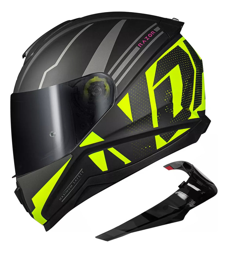 Capacete Norisk Razor Full + Viseira Fumê E Aerofólio Preto