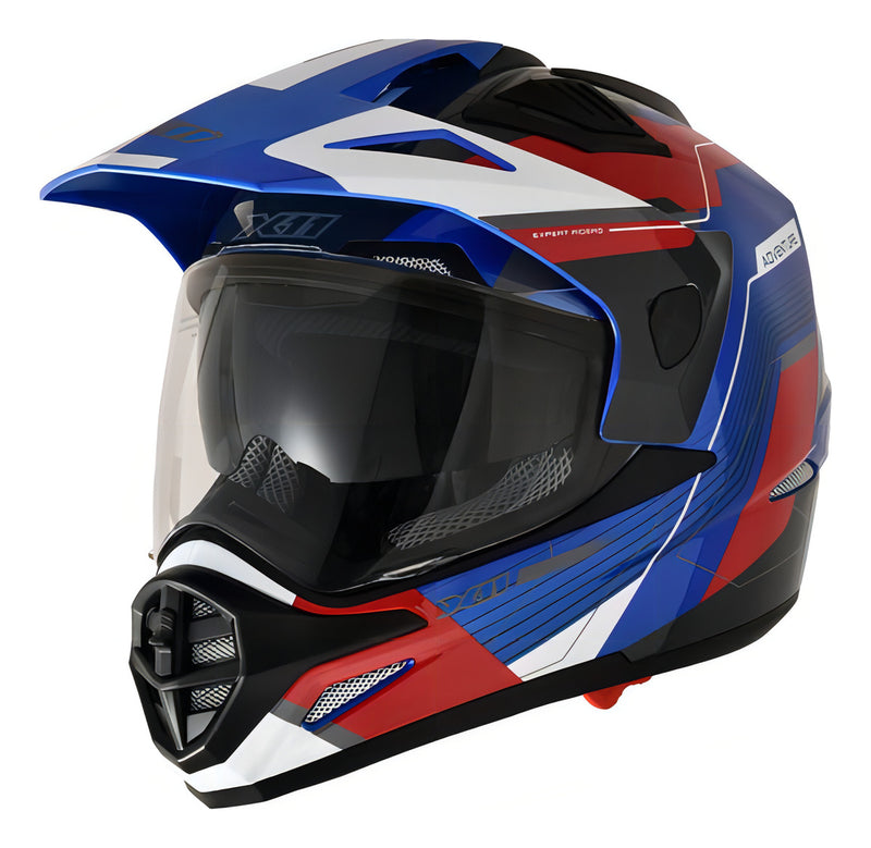 Capacete X11 Crossover Adventure/street Moto Big Trail Macio Cor Azul - Vermelho - Branco Desenho Grafismo Adventure Tamanho do capacete 60