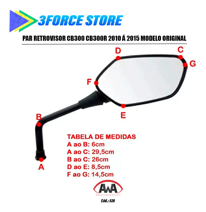 Par Retrovisor Cb300 Cb300r 2010 Á 2015 Modelo Original