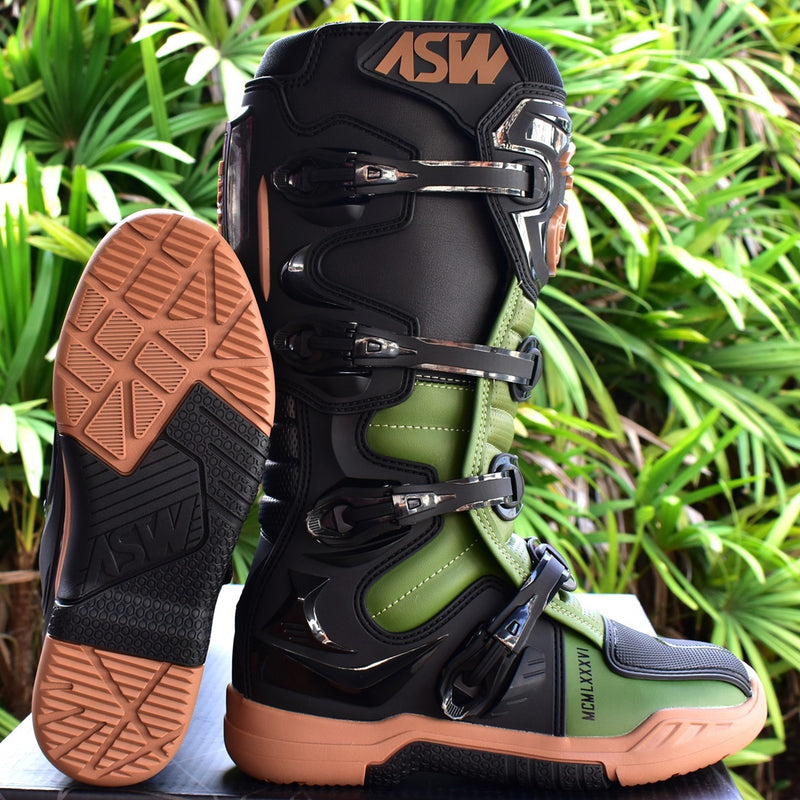 Bota Asw Elevate Enduro Preto Verde Cross Motocross Trilha