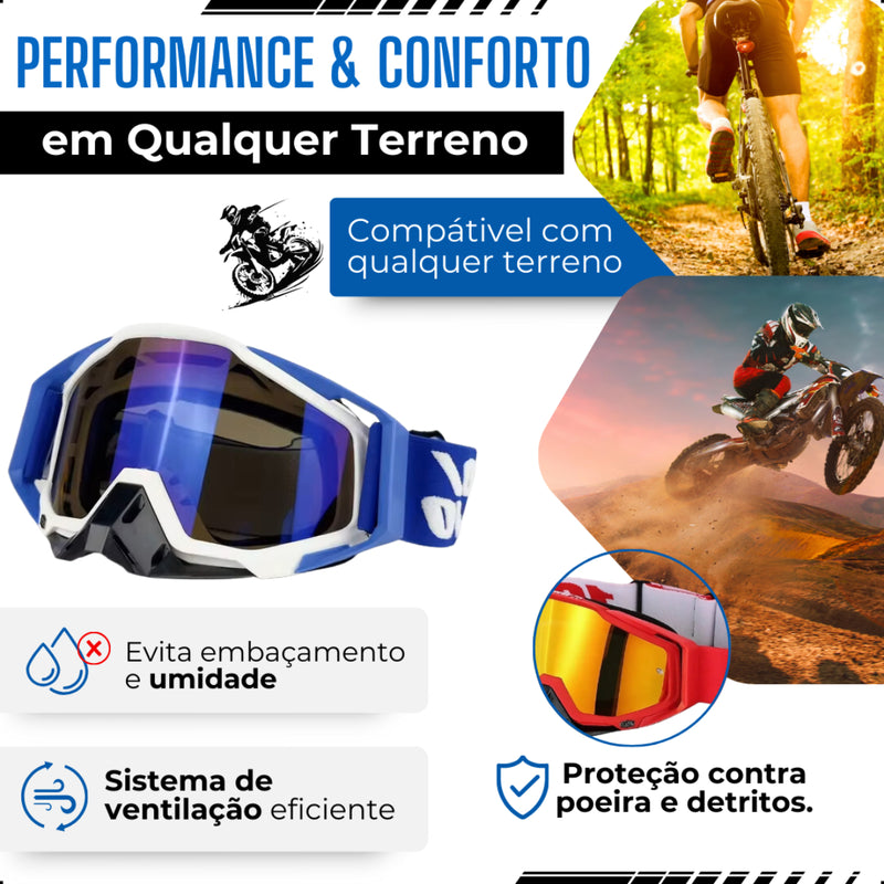 Óculos Motocross Enduro Trilha 100 Importado Lente Espelhada