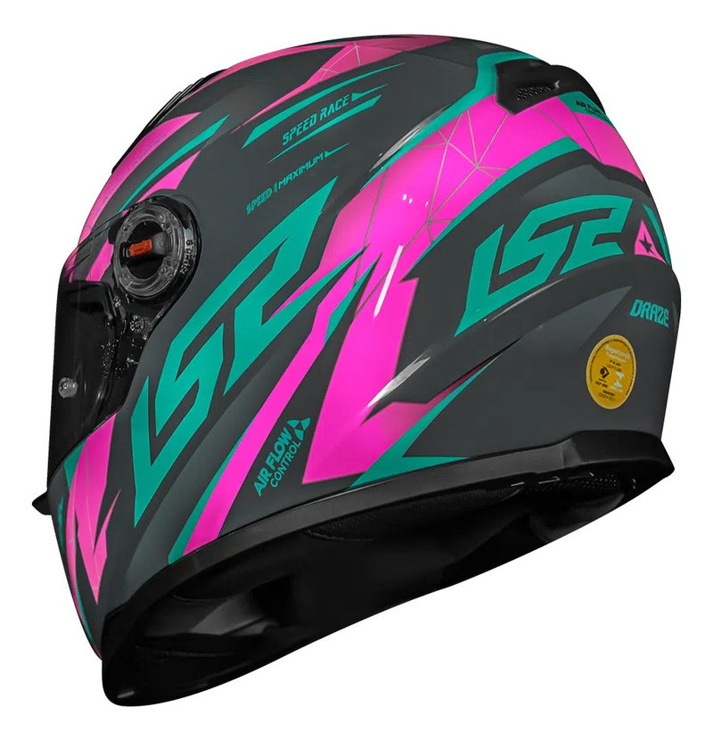 Capacete Ls2 Ff358 Draze Cinza/verde/rosa