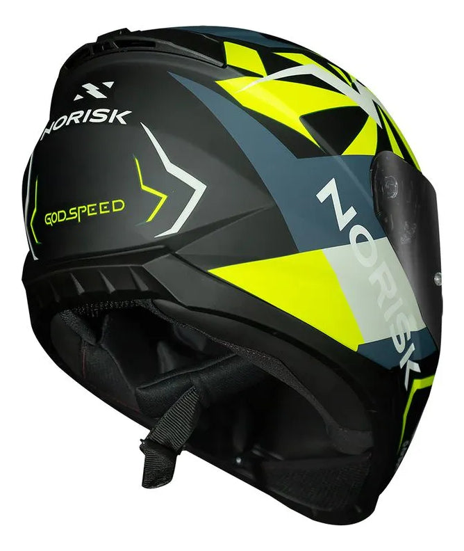 Capacete Masculino Norisk Razor Godspeed Azul Verde Fosco