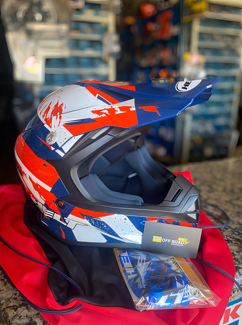 Capacete Helt Cross Mx Traction Laranja / Azul / Branco Moto Cor Laranja / Azul / Branca Tamanho do capacete 60