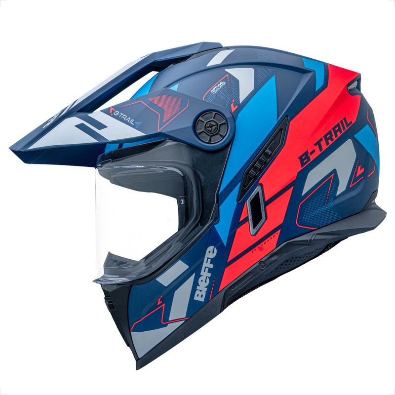 Capacete B-trail Conquest Azul Ciano Fosco Bieffe Com Pala