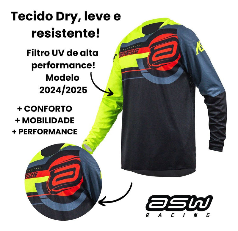 Conjunto Roupa Kit Motocross Asw Image Target 2024 Fluor