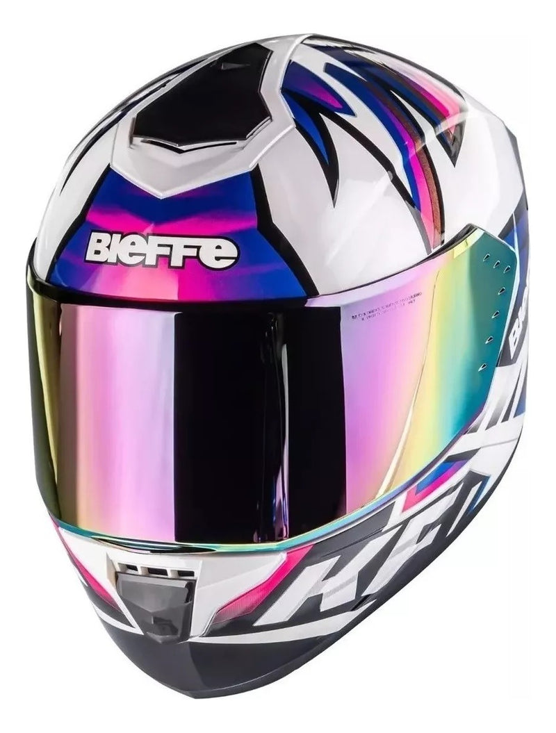 Capacete Bieffe B-12 Kf Branco Perolado Roxo