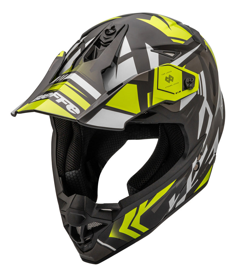 Capacete Motocross Bieffe B-cr Jump Preto Amarelo Limão