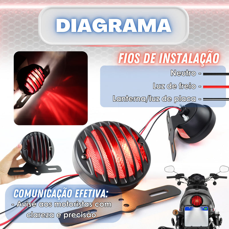 Lanterna Suporte Placa Moto Universal Custom Cafe Racer