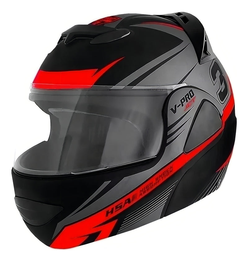 Capacete para moto  escamoteável Pro Tork V-Pro  Jet 3  preto e vermelho jet 3 tamanho 58