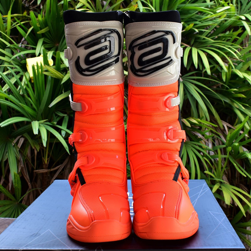 Bota Asw Elevate Laranja Cinza Cross Motocross Trilha