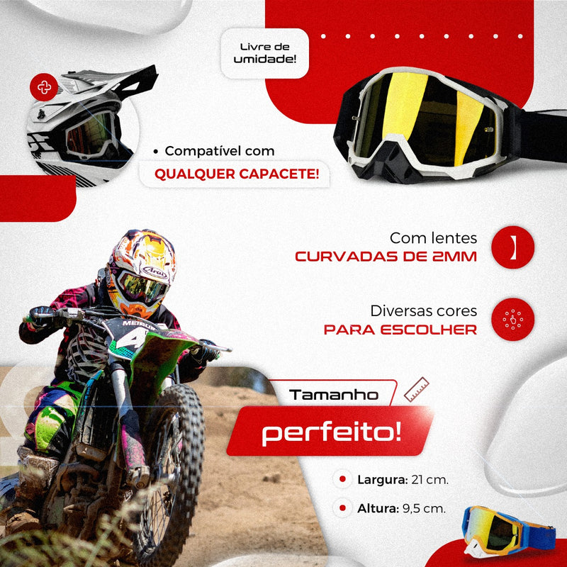 Óculos Motocross Hjl Lente Espelhada Trilha Ciclismo