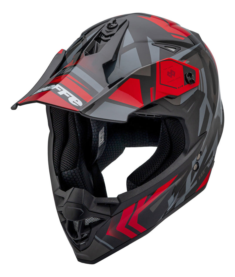 Capacete Motocross Bieffe B-cr Jump Preto Vermelho Brilho