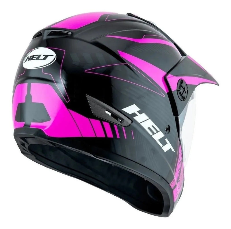 Capacete Feminino Helt Cross Vision Shock Esportivo Pto Rosa