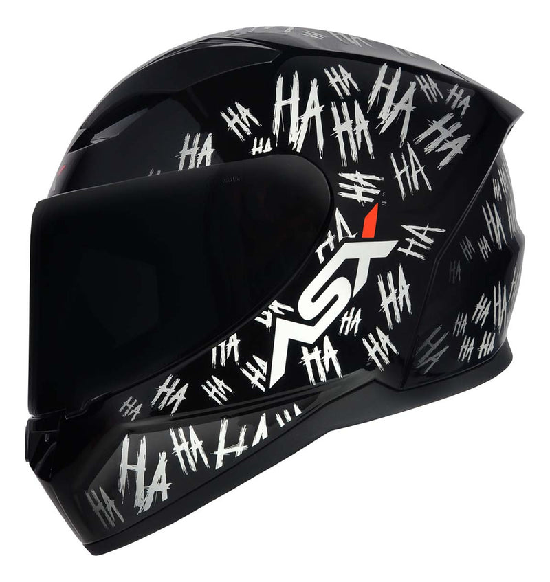 Capacete Asx City Fun Preto Branco Brilhante + Viseira Fumê