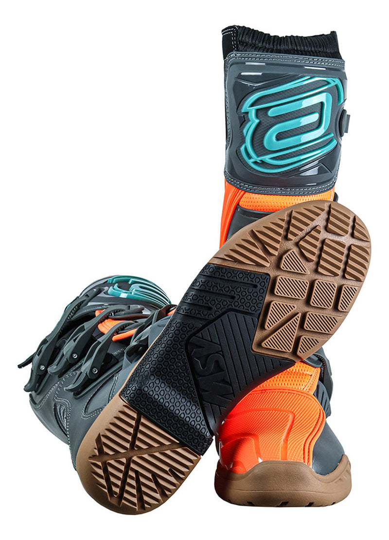 Bota Asw Image Enduro Cinza Laranja Cross Motocross Trilha