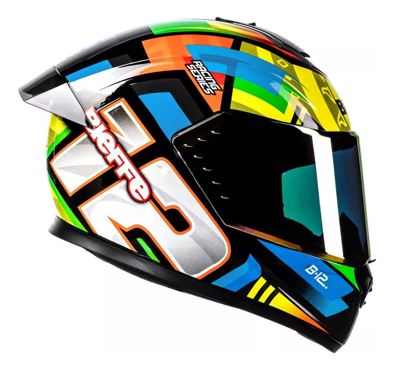 Capacete Bieffe B-12 Aragon Com Viseira Colorida + Aerofolio