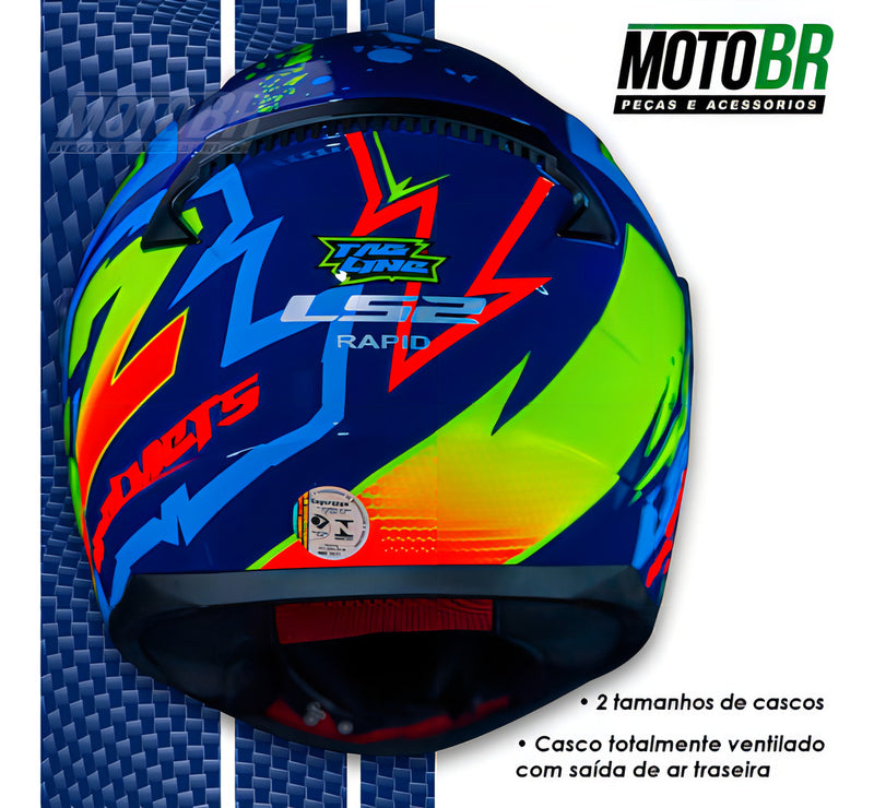 Capacete Ls2 Ff353 Tagline Amarelo/ Azul Brilho