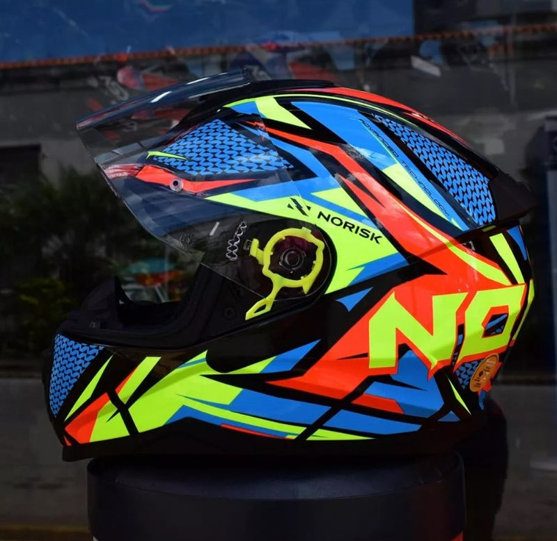 Capacete Moto Norisk Razor + Aerofólio Fumê + Vis Camaleão