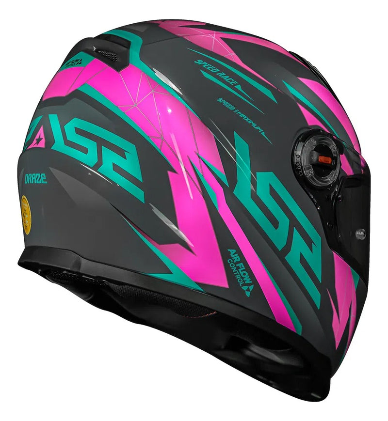 Capacete Ls2 Ff358 Draze Cinza/verde/rosa