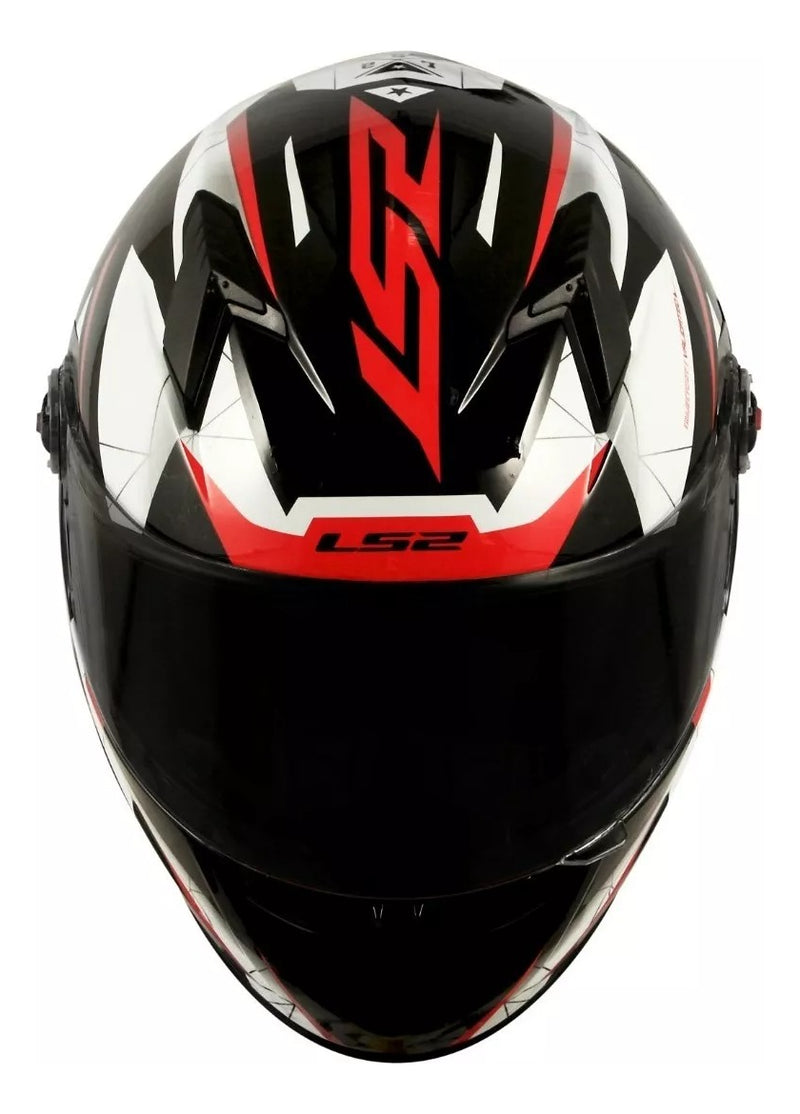 Capacete Ls2 Ff358 Draze Preto Branco Vermelho