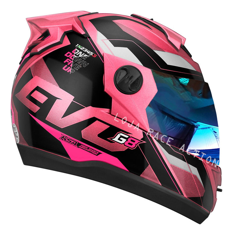 Capacete Rosa Feminino Fechado Pro Tork G8 Viseira Camaleão