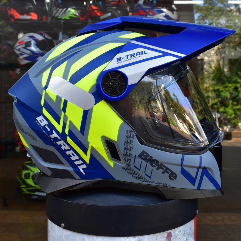 Capacete Masculino Bieffe B-trail Defender Azul Amarelo Moto