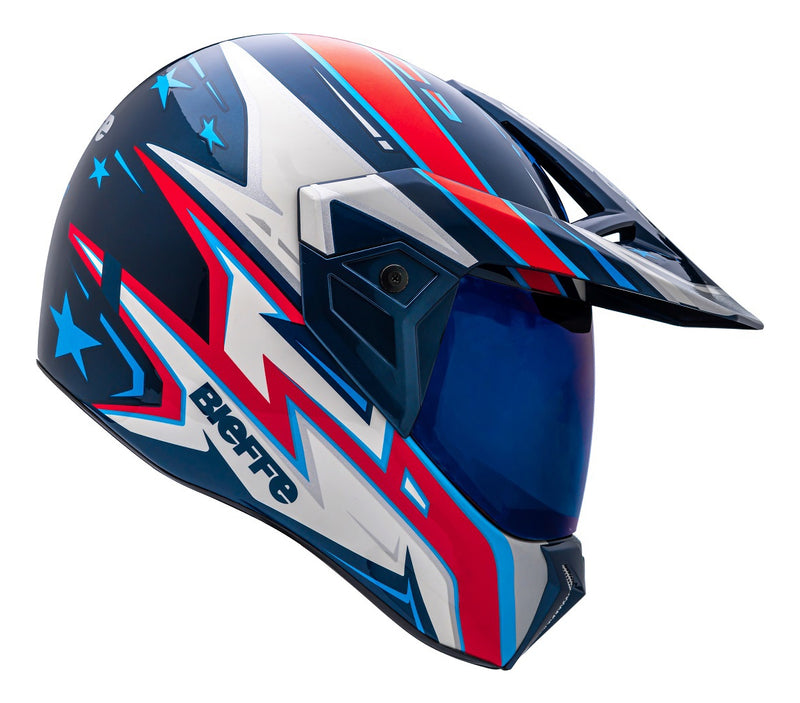 Capacete Bieffe 3 Sport Moto Azv50 Masculino Azul + Viseira