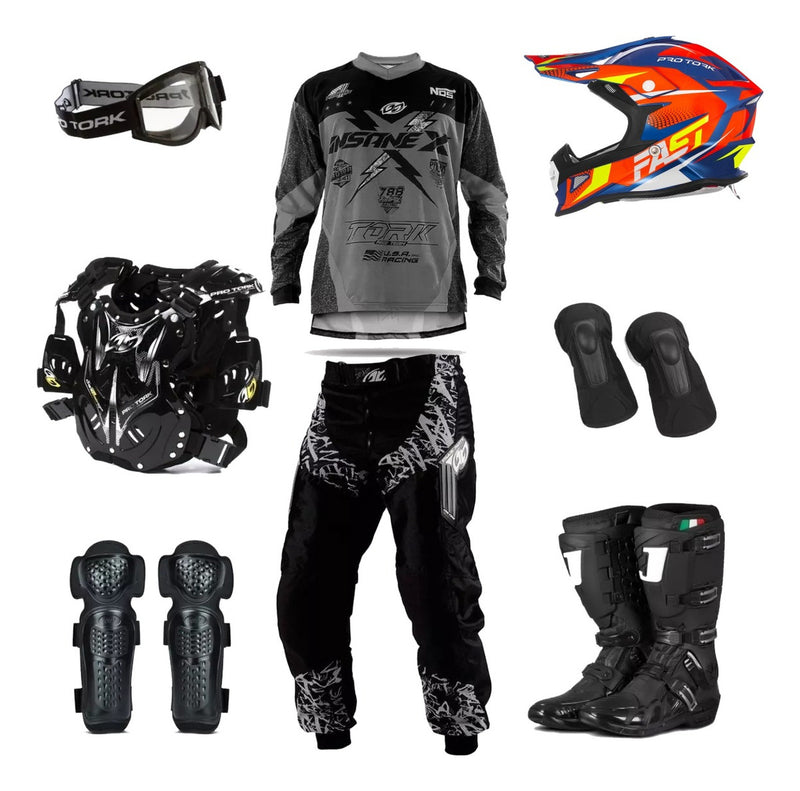 Kit Roupa Motocross Conjunto Trilha Off Road 8 Itens Piloto