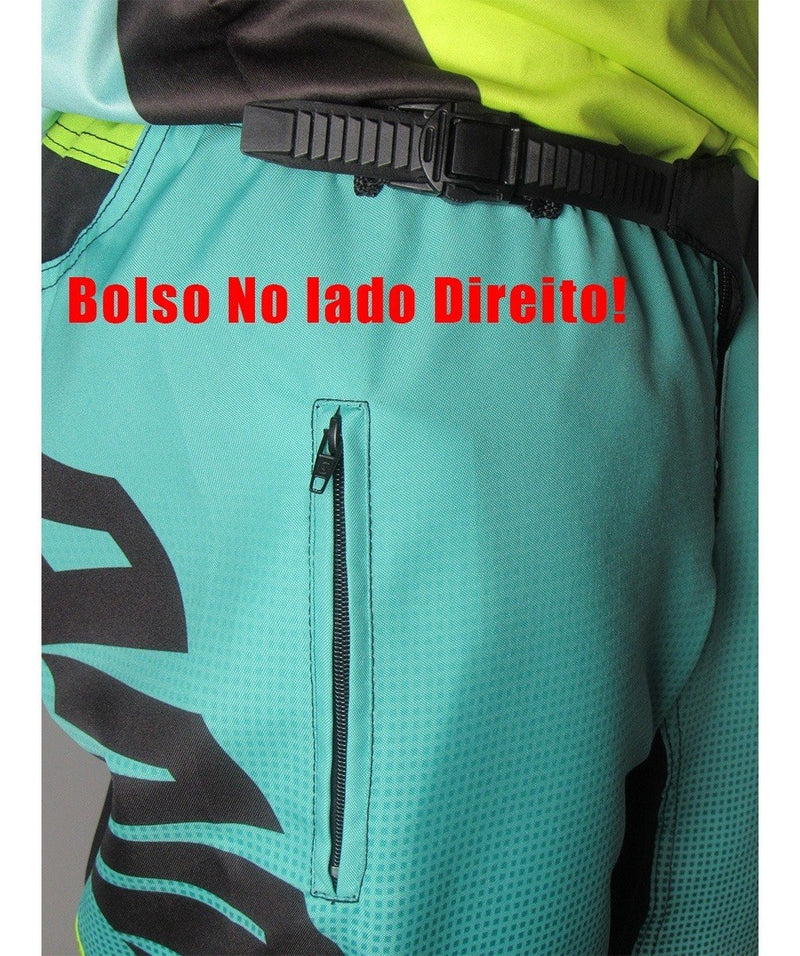 Conjunto Roupa Calça Camisa Motocross Trilha Neon C/bolso